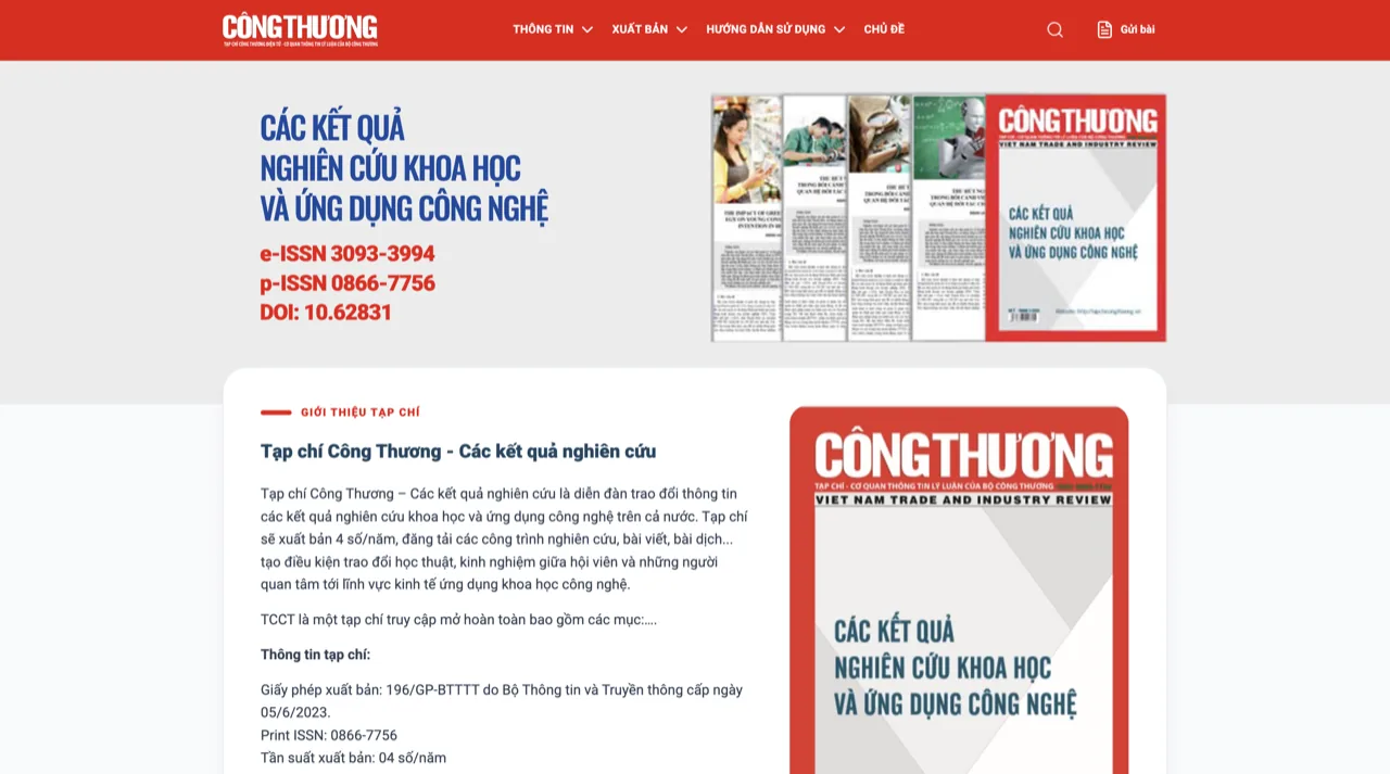 Bìa Tạp chí Khoa học Công thương